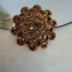 Vintage Judy Lee Amber Crystal Brooch